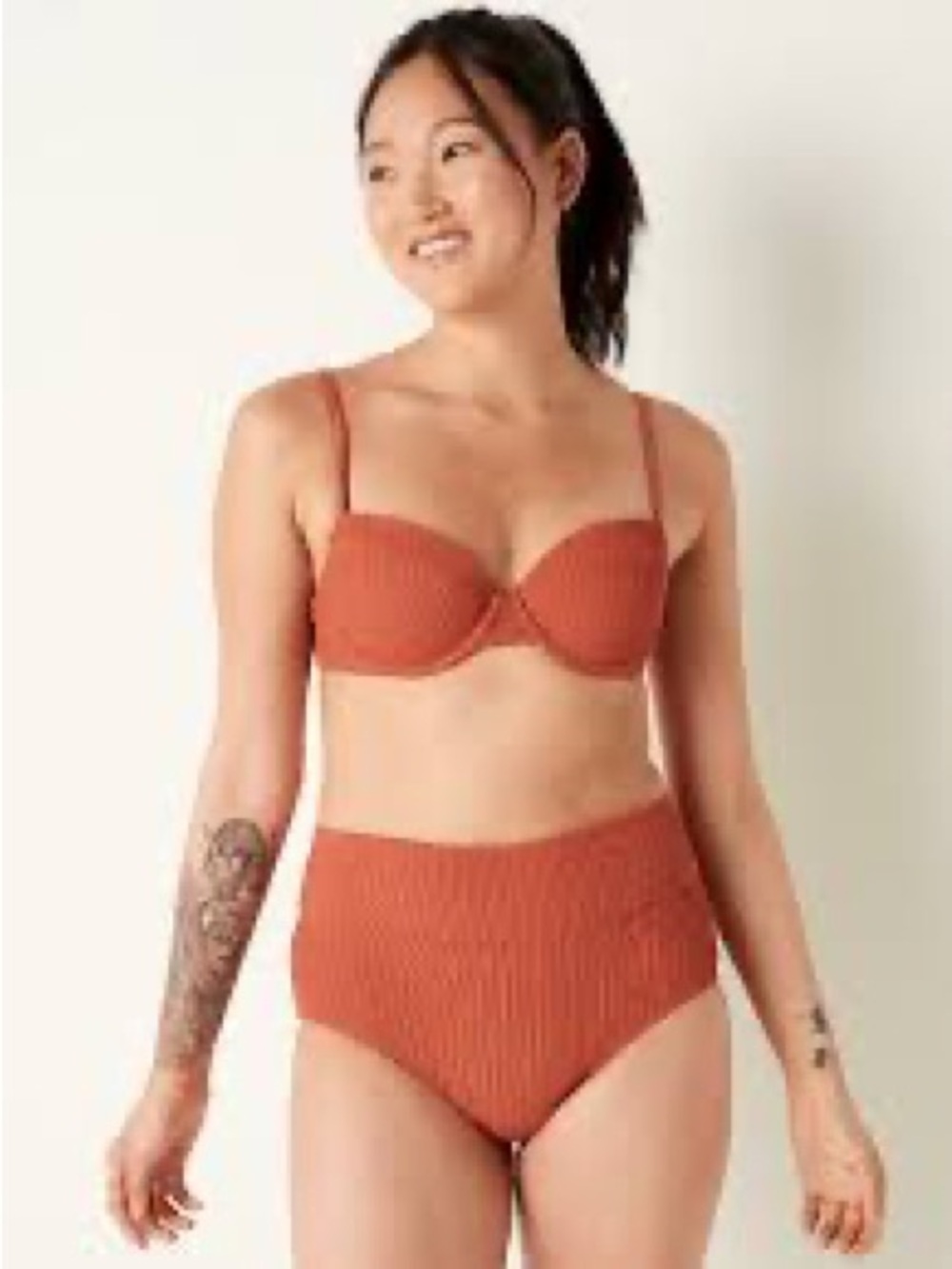 VS PINK Terracotta Crinkle Bikini Set Sz M